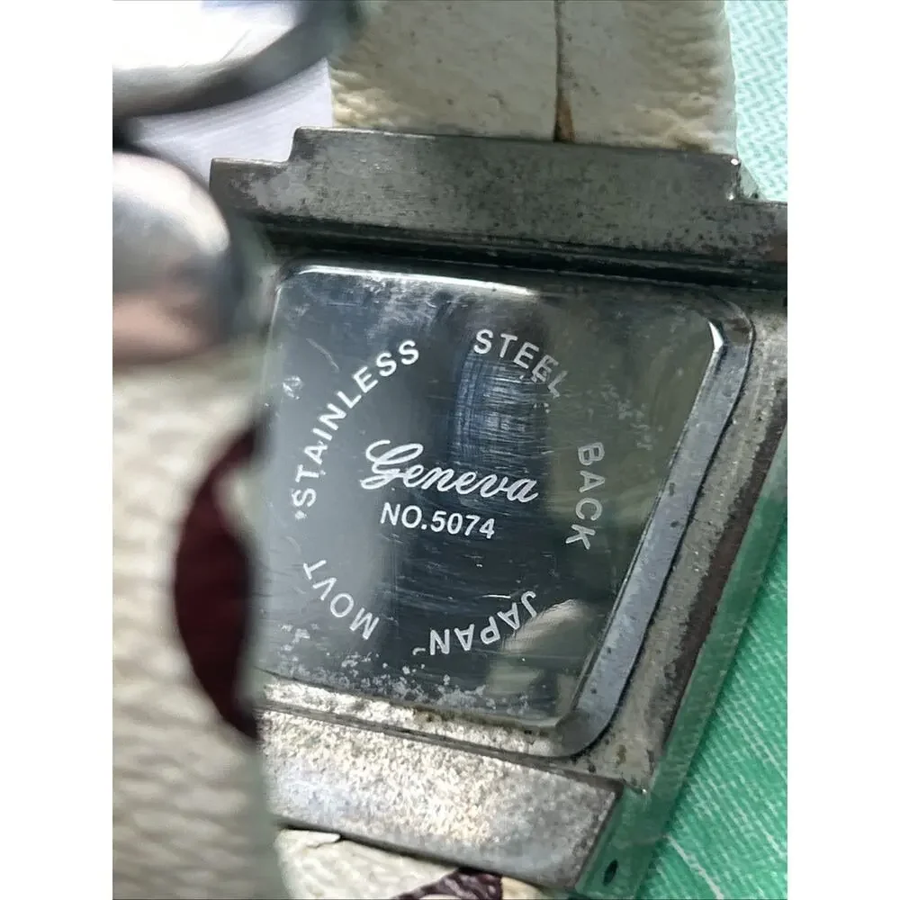 Geneva Silver Tone Multicolored Band Women’s Cuff Watch